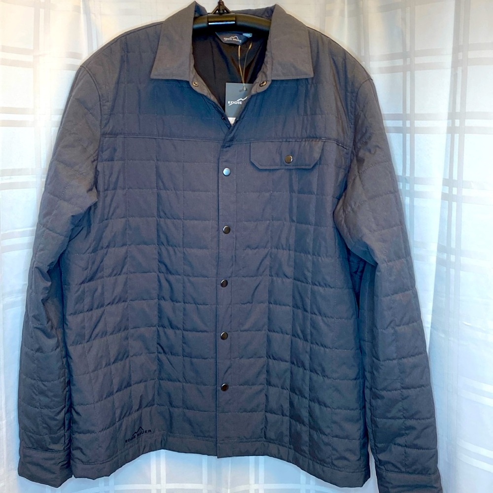Eddie Bauer Puffer Shirt Jacket Jac Size Extra Large Gray NEW WITH TAGS